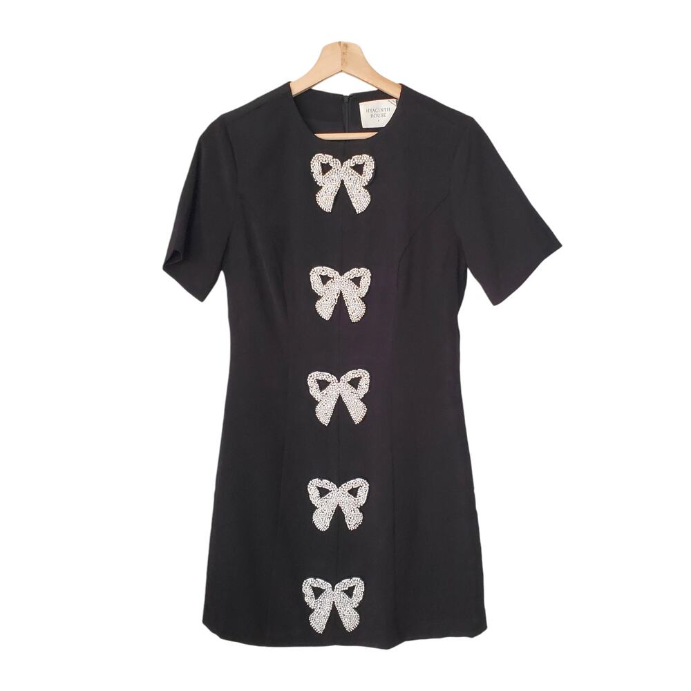 Tuckernuck Hyacinth House Beaded Bows Bernadette Mini Dress Black Size Small - Picture 3 of 12